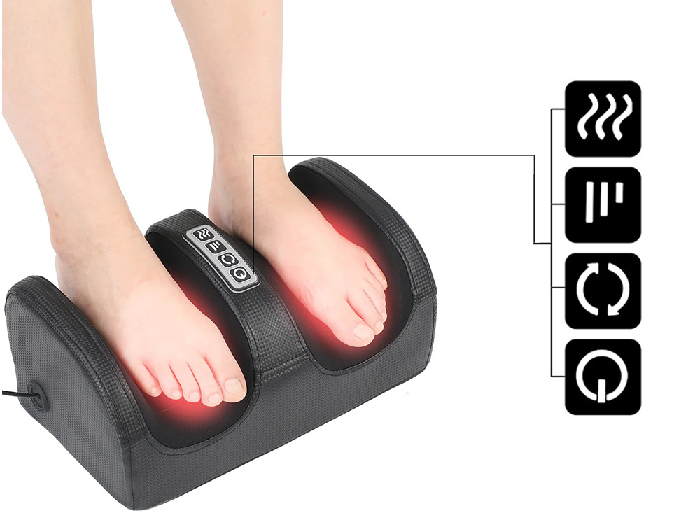 Aparat de masaj pentru picioare, gambe, antebrat cu incalzire, Negru