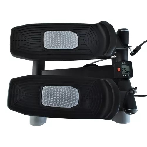 Stepper aerobic cu 2 corzi elastice si display cu afisaj electronic, Gri / Negru