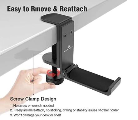 Stand pentru casti audio / gaming, cu clema reglabila, Negru Stand pentru casti audio / gaming, cu clema reglabila, Negru