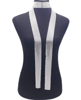 Esarfa metalica din plasa mesh, model glam-rock, Argintiu Esarfa metalica din plasa mesh, model glam-rock, Argintiu