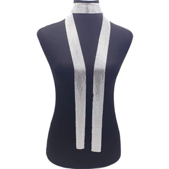 Esarfa metalica din plasa mesh, model glam-rock, Argintiu Esarfa metalica din plasa mesh, model glam-rock, Argintiu
