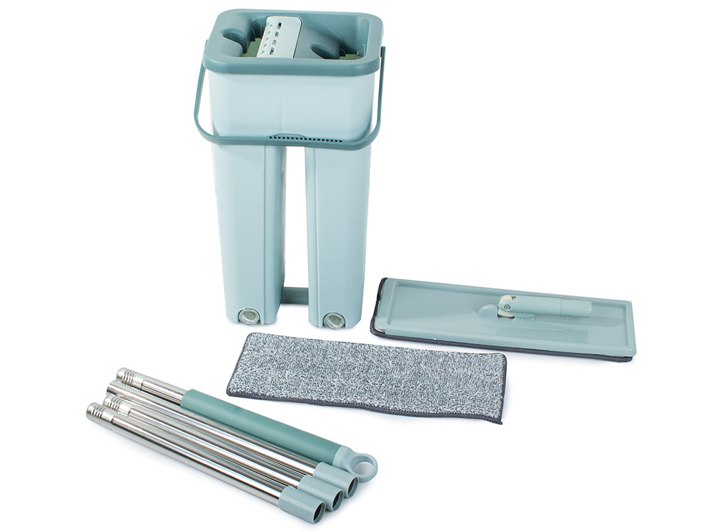 Set de curatenie mop si galeata cu storcator, curatare intensiva, absortie ridicata, Verde Mint