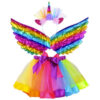 Costum unicorn, compus din bentita, aripioare si rochita stil tutu, Multicolor Costum unicorn, compus din bentita, aripioare si rochita stil tutu, Multicolor