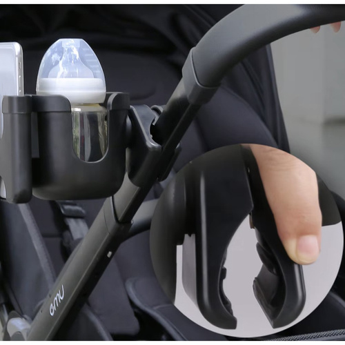 Suport pahar universal pentru biberon si telefon, Negru