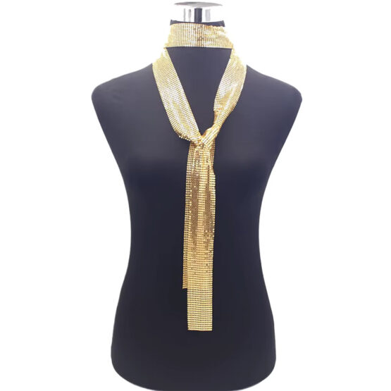 Esarfa metalica din plasa mesh, model glam-rock, Auriu Esarfa metalica din plasa mesh, model glam-rock, Auriu