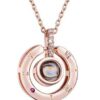 Lantisor cu proiectie "Te Iubesc" in 100 de limbi, Rose