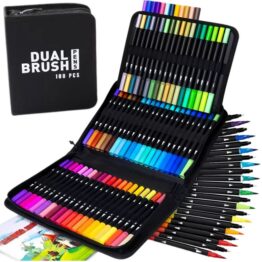 Set 100 carioci cu vard dublu, husa de protectie inclusa, Multicolor Set 100 carioci cu vard dublu, husa de protectie inclusa, Multicolor