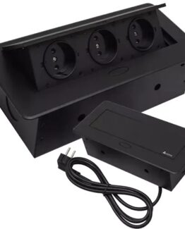 Priza incastrabila in blat bucatarie / birou / mobilier cu 3 iesiri, Negru