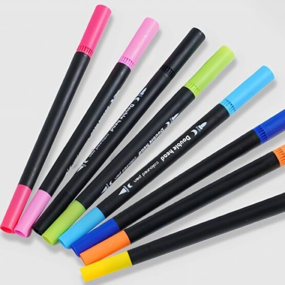 Set 100 carioci cu vard dublu, husa de protectie inclusa, Multicolor