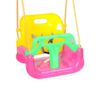 1 Leagan copii 3 in 1 de exterior si interior cu bara protectie detasabila, Roz / Galben / Verde