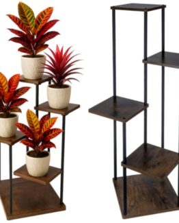 Suport pentru flori si plante cu 4 etaje, interior / exterior, Negru