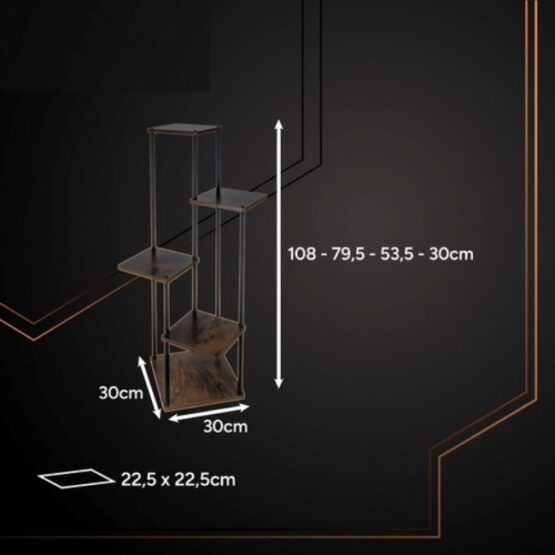 Suport pentru flori si plante cu 4 etaje, interior / exterior, Negru