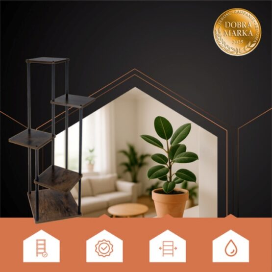 Suport pentru flori si plante cu 4 etaje, interior / exterior, Negru