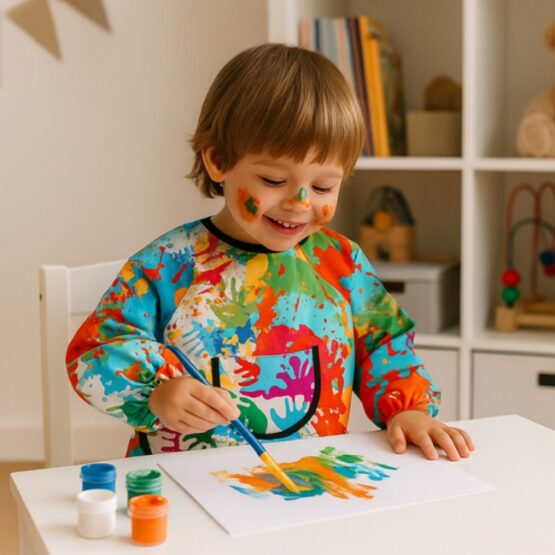 Sort impermeabil pictura pentru copii cu varsta intre 1-3 ani, Multicolor Sort impermeabil pictura pentru copii cu varsta intre 1-3 ani, Multicolor