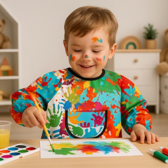 Sort impermeabil pictura pentru copii cu varsta intre 1-3 ani, Multicolor Sort impermeabil pictura pentru copii cu varsta intre 1-3 ani, Multicolor