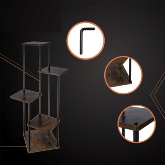 Suport pentru flori si plante cu 4 etaje, interior / exterior, Negru