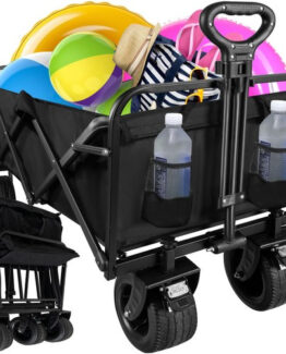 Carucior pliabil de transport pentru curte, gradina sau plaja, Negru