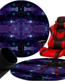 Covor de protectie pentru scaun gaming sau de birou rotund, lavabil, Albastru / Negru