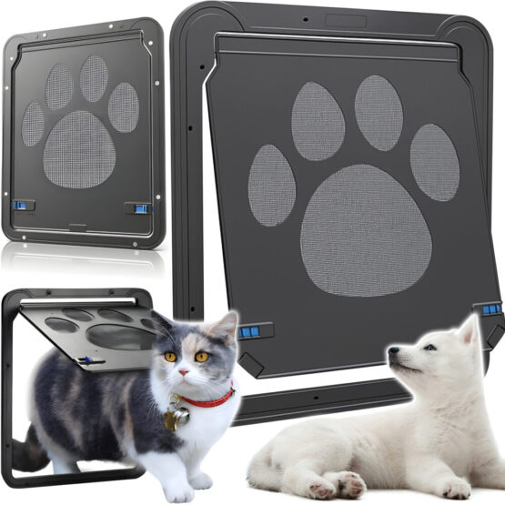 Usa batanta pentru animale de companie KESNUP, dimensiune rama 29 x 24 cm, dimensiune usa mobila 25.5 x 20.5 cm, inchidere magnetica, ideala pentru caini si pisici de talie mica si mijlocie, accesorii instalare incluse, material ABS plastic, Negru