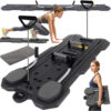 Placa fitness multifunctionala pentru exercitii cu extensoare pentru Pilates KESNUP, cu display LCD, suport pliabil si portabil, ideala pentru Yoga, rezistenta reglabila, suprafata antialunecare, pentru dezvoltarea muschilor abdominali, piept, brate, Gri