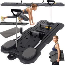 Placa fitness multifunctionala pentru exercitii cu extensoare pentru Pilates KESNUP, cu display LCD, suport pliabil si portabil, ideala pentru Yoga, rezistenta reglabila, suprafata antialunecare, pentru dezvoltarea muschilor abdominali, piept, brate, Gri Placa fitness multifunctionala pentru exercitii cu extensoare pentru Pilates KESNUP, cu display LCD, suport pliabil si portabil, ideala pentru Yoga, rezistenta reglabila, suprafata antialunecare, pentru dezvoltarea muschilor abdominali, piept, brate, Gri