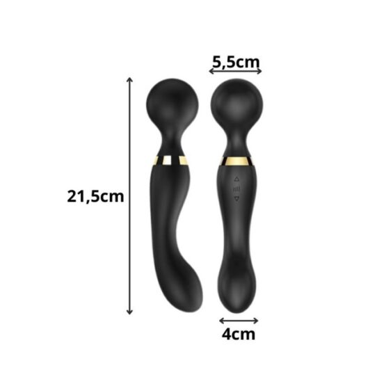 Vibrator stimulator tip dildo KESNUP, 20 moduri de vibratie, 8 trepte de viteza, silicon medical, material impermeabil, viteza reglabila pe ambele capete, stimulare dubla intensa, flexibil, alimentare USB, reincarcabil, dimensiune 21,5 x 5.5 / 4 cm, Negru