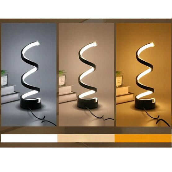 Lampa LED de birou tip spirala KESNUP, trei temperaturi de culoare: calda, meutra si rece, dimabila, dimensiuni 25 x 10 cm, alimentare USB, reglare intensitate, 5W, 220V, iluminat decorativ in dormitor sau birou, Negru Lampa LED de birou tip spirala KESNUP, trei temperaturi de culoare: calda, meutra si rece, dimabila, dimensiuni 25 x 10 cm, alimentare USB, reglare intensitate, 5W, 220V, iluminat decorativ in dormitor sau birou, Negru
