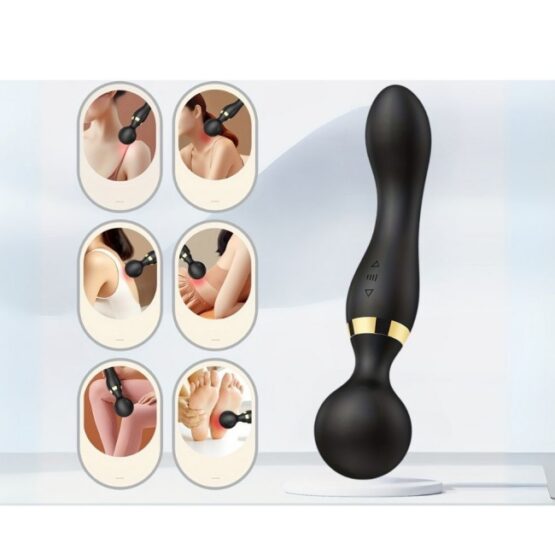 Vibrator stimulator tip dildo KESNUP, 20 moduri de vibratie, 8 trepte de viteza, silicon medical, material impermeabil, viteza reglabila pe ambele capete, stimulare dubla intensa, flexibil, alimentare USB, reincarcabil, dimensiune 21,5 x 5.5 / 4 cm, Negru