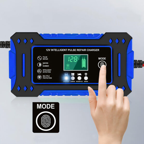 Redresor smart digital pentru acumulatori KESNUP, functie regenerare - desulfatare, incarcator inteligent 6A 12V, automat, ecran tactil LCD, 4 moduri de reparare automata, pentru baterii cu plumb-acid pentru camioane, motociclete, barci, Albastru Redresor smart digital pentru acumulatori KESNUP, functie regenerare - desulfatare, incarcator inteligent 6A 12V, automat, ecran tactil LCD, 4 moduri de reparare automata, pentru baterii cu plumb-acid pentru camioane, motociclete, barci, Albastru
