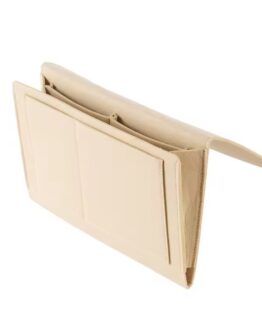 Organizator pentru marginea patului KESNUP, inlocuitor pentru noptiera, material fetru, compartimente multiple, capacitate mare, pentru dormitor, paturi supraetajate si de spital , calatorii, 32 x 20 cm, Bej