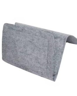 Organizator pentru marginea patului KESNUP, inlocuitor pentru noptiera, material fetru, compartimente multiple, capacitate mare, pentru dormitor, paturi supraetajate si de spital , calatorii, 32 x 20 cm, Gri