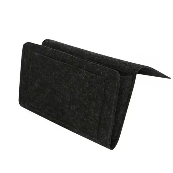 Organizator pentru marginea patului KESNUP, inlocuitor pentru noptiera, material fetru, compartimente multiple, capacitate mare, pentru dormitor, paturi supraetajate si de spital , calatorii, 32 x 20 cm, Negru