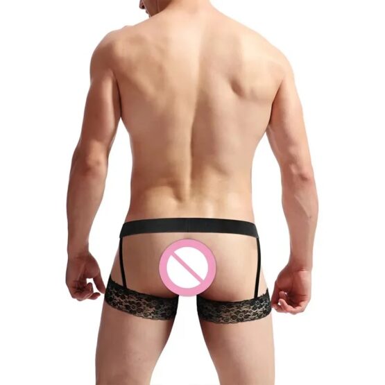 Lenjerie sexy barbati KESNUP, model erotic tip portjartier, cu bretele elastice și dantelă neagră pe coapse, marime universala, material poliester, Black 3 Lenjerie sexy barbati KESNUP, model erotic tip portjartier, cu bretele elastice și dantelă neagră pe coapse, marime universala, material poliester, Black