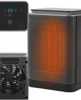 Aeroterma electrica minimalista cu economisire de energie si afisaj LED KESNUP, putere 1500W, temperatura reglabila 10 - 49°C, temporizator 1 - 24h, protectie la supraincalzire, oscilatie unghi larg, dimensiune 45 x 20 x 20 cm, Negru