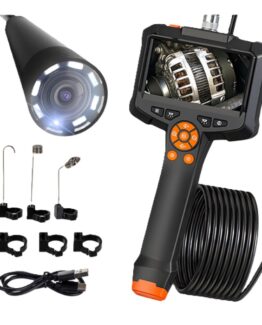 Endoscop industrial profesional cu camera inspectie si maner ergonomic KESNUP, 8 lumini LED, ecran LCD color 11 cm, video 1080P HD, baterie 2000 mAh 3.5 h functionare, alimentare USB-C, cablu 5 m, accesorii carlig, magnet, oglinda, impermeabil, Negru