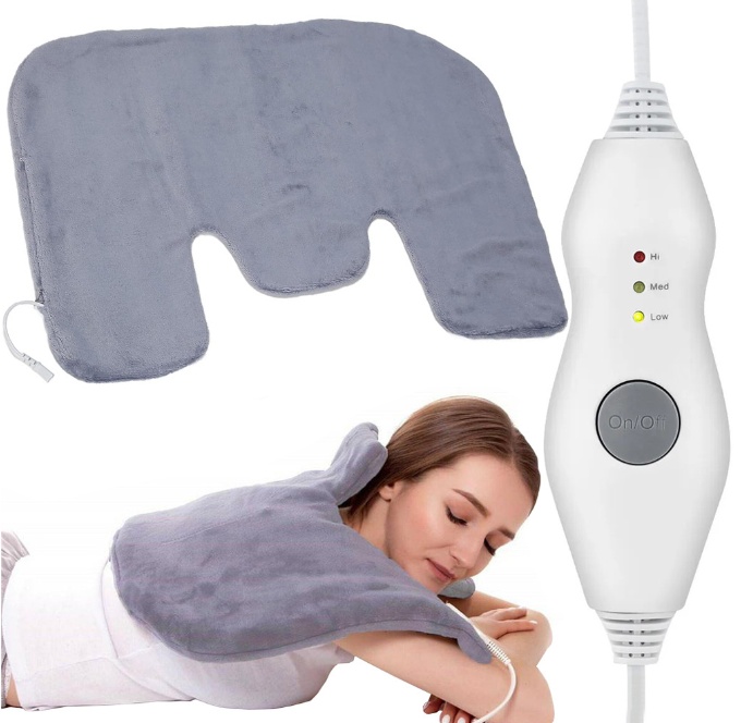 Patura electrica cu Incalzire KESNUP, 3 nivele de temperatura 30/40/50 °C, putere 70W, telecomanda, impotriva durerilor de gat, umeri, spate, articulare, menstruale, protectie supraincalzire, material placut la atingere, dimensiune 58 x 44 x 16 cm, Gri