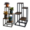Suport pentru flori si plante cu 4 etaje KESNUP, rezistent si stabil, stand de ghivece plante de interior / exterior, calitate superioara, dimensiuni 71 - 55 - 38.5 - 23 (inaltime) x 34.5 - 34.5 (baza) cm, greutate maxima 50 kg, Negru