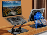 Suport pentru tableta si telefon cu cooler racitor KESNUP, compatibil cu dispozitive cu display intre 4 - 16 inch, portabil, rotativ 360°, trepied cu inaltime si inclinatia reglabila, material otel carbon, dimensiuni 18.5 x 16 - 15.5 cm, Gri 6 Suport pentru tableta si telefon cu cooler racitor KESNUP, compatibil cu dispozitive cu display intre 4 - 16 inch, portabil, rotativ 360°, trepied cu inaltime si inclinatia reglabila, material otel carbon, dimensiuni 18.5 x 16 - 15.5 cm, Gri