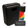 Distrugator de documente cu capacitate de taiere 6 coli tip A4 KESNUP, taiere in banda tip strip-cut, protectie supraincalzire, capacitate cos 10L, dimensiuni 30.5 x 15.5 x 31.5 cm, Negru
