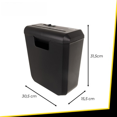 Distrugator de documente cu capacitate de taiere 6 coli tip A4 KESNUP, taiere in banda tip strip-cut, protectie supraincalzire, capacitate cos 10L, dimensiuni 30.5 x 15.5 x 31.5 cm, Negru