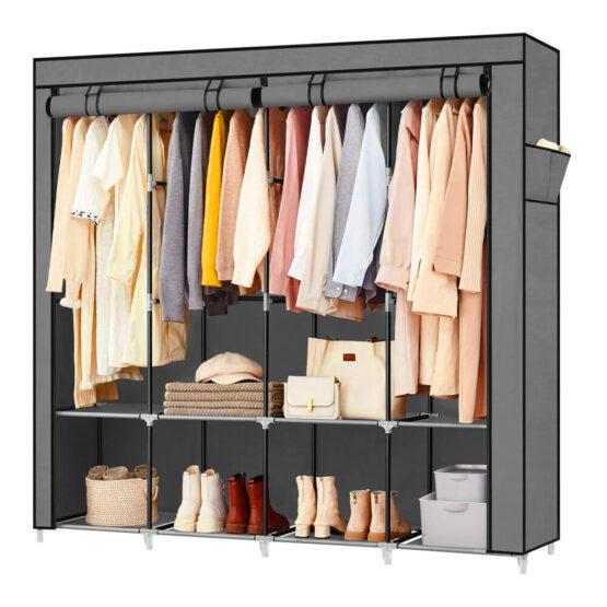 Dulap pliabil din material textil KESNUP, sifonier pentru haine si incaltaminte cu suport metalic, rafturi, tub de otel 16 mm, cu fermoar, usor de asamblat, material netesut ingrosat, rezistent la praf, dimensiuni 165 x 42 x 165 cm, Gri 1 Dulap pliabil din material textil KESNUP, sifonier pentru haine si incaltaminte cu suport metalic, rafturi, tub de otel 16 mm, cu fermoar, usor de asamblat, material netesut ingrosat, rezistent la praf, dimensiuni 165 x 42 x 165 cm, Gri