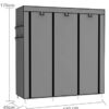 Dulap pliabil din material textil KESNUP, sifonier pentru haine si incaltaminte cu suport metalic, rafturi de depozitare, 2 sectiuni pentru umerase, 4 buzunare laterale, cu fermoar, usor de asamblat, dimensiuni 170 x 45 x 130 cm, Gri Inchis