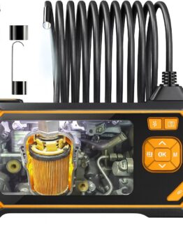 Endoscop industrial profesional cu camera inspectie orizontal KESNUP, 6 lumini LED, ecran LCD 11 cm, video 1080P HD, baterie 1700 mAh 3 h functionare, lentila 8 mm, alimentare USB, cablu 5 m, accesorii carlig, magnet, capac, oglinda, impermeabil, Negru