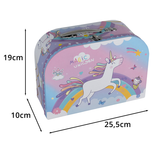 Set jucarie educativa 48 de piese pentru petrecerea de ceai KESNUP, ideal pentru copii 3+ ani, include ceainic, cesti, farfurii, tacamuri, bomboane, gogosi, macarons, fursecuri, geanta de protectie si transport cu unicorn, Multicolor