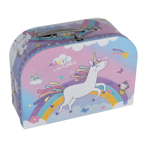 Set jucarie educativa 48 de piese pentru petrecerea de ceai KESNUP, ideal pentru copii 3+ ani, include ceainic, cesti, farfurii, tacamuri, bomboane, gogosi, macarons, fursecuri, geanta de protectie si transport cu unicorn, Multicolor