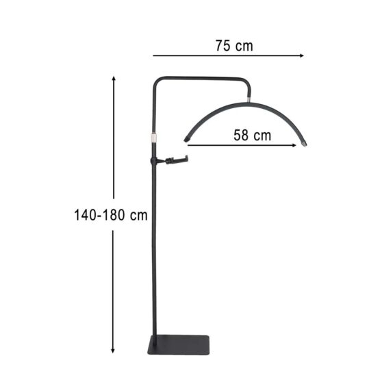 Lampa profesionala cosmetica LED pentru make-up tip semiluna KESNUP, ideala pentru extensii de gene, manichiura, tatuaje, studiouri, telecomanda, putere 36 W, lumina calda / neutra / rece, 7 moduri iluminare, rotire 360°, inaltime 140 - 180 cm, Negru 11 Lampa profesionala cosmetica LED pentru make-up tip semiluna KESNUP, ideala pentru extensii de gene, manichiura, tatuaje, studiouri, telecomanda, putere 36 W, lumina calda / neutra / rece, 7 moduri iluminare, rotire 360°, inaltime 140 - 180 cm, Negru
