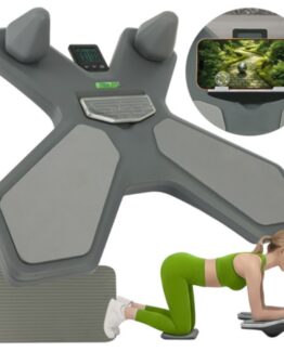 " Placa de echilibru multifunctionala pentru antrenament abdominal tip plank cu afisaj LED KESNUP, cu tejghea, panou reversibil si nivela, include suport de telefon, ideala pentru coordonare, recuperare, gimnastica, fitness, suprafata antialunecare, Gri"