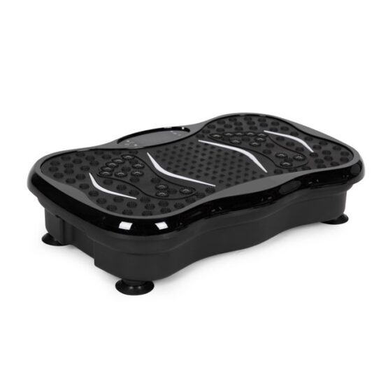 Aparat vibromasaj tip platforma cu suprafata presopunctura, ecran LCD si 2 benzi de rezistenta elastice KESNUP, cu telecomanda, 5 programe prestabilite, 100 trepte viteza, conectivitate boxe Bluetooth, greutate maxima 120 kg, alimentare 230V, Negru