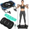Aparat vibromasaj tip platforma cu suprafata presopunctura, ecran LCD si 2 benzi de rezistenta elastice KESNUP, cu telecomanda, 5 programe prestabilite, 100 trepte viteza, conectivitate boxe Bluetooth, greutate maxima 120 kg, alimentare 230V, Negru