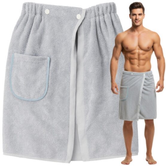 Prosop de sauna tip kilt pentru barbati KESNUP, ideal pentru sauna, piscina, baie, masaj, haman, dimensiuni: talie 33 - 55 cm, lungime 52 cm, prindere reglabila capse, material microfibra premium, uscare rapida, cu buzunar, Gri 1 Prosop de sauna tip kilt pentru barbati KESNUP, ideal pentru sauna, piscina, baie, masaj, haman, dimensiuni: talie 33 - 55 cm, lungime 52 cm, prindere reglabila capse, material microfibra premium, uscare rapida, cu buzunar, Gri